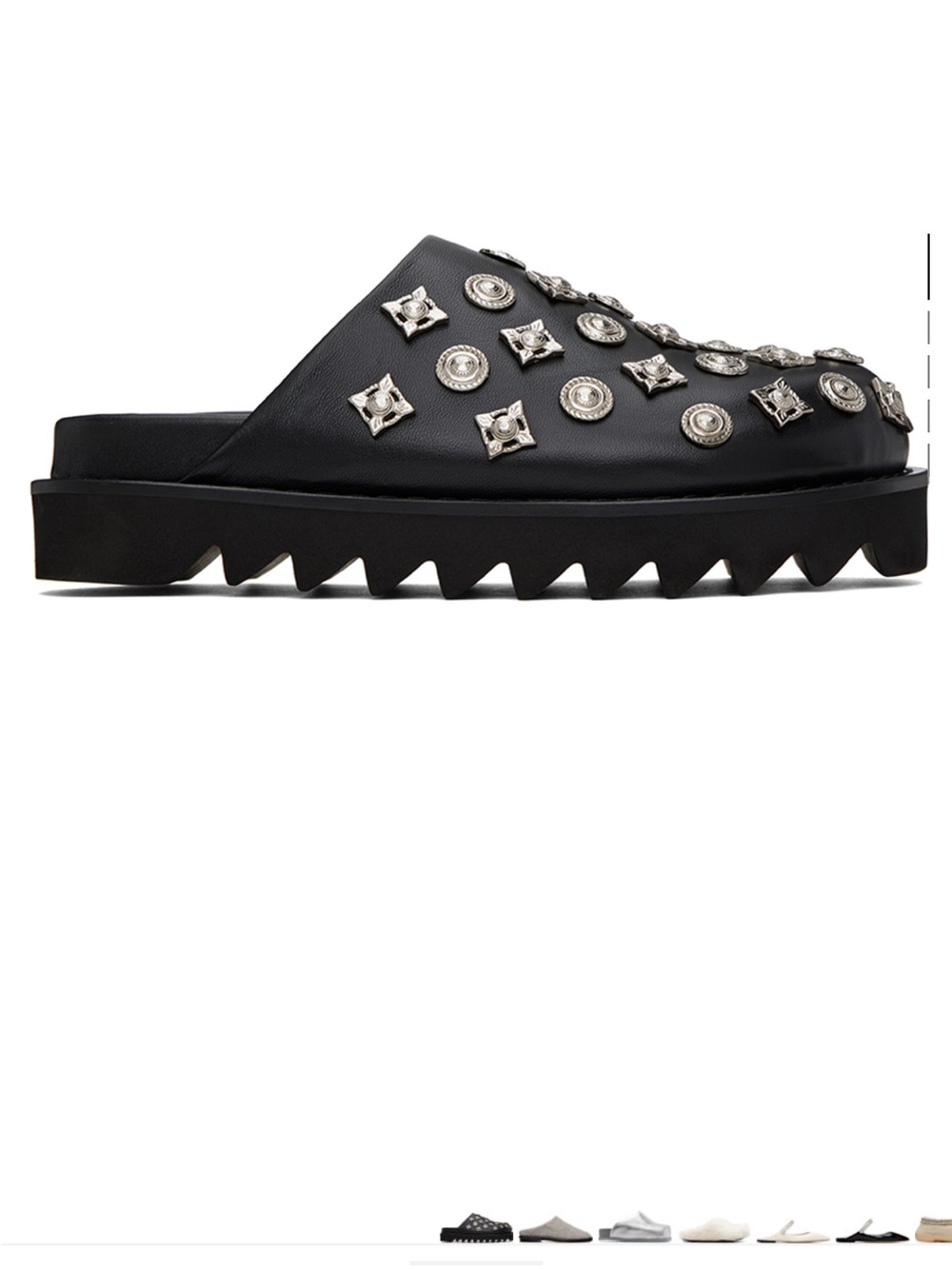 TOGA Pulla Black Leather Studded Clog Slides